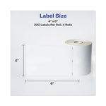 Multipurpose Thermal Labels, 4 x 6, White, 220/Roll, 4 Rolls/Pack