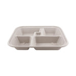 Fiber Bento Box Containers, 5-Compartment, 11.8 x 9.4 x 2, Natural, Paper, 300/Carton