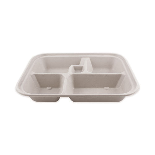 Fiber Bento Box Containers, 5-Compartment, 11.8 x 9.4 x 2, Natural, Paper, 300/Carton