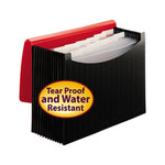 12-Pocket Poly Expanding File, 0.88" Expansion, 12 Sections, Cord/Hook Closure, 1/6-Cut Tabs, Letter Size, Black/Red