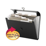 Step Index Organizer, 12 Sections, Cord/Hook Closure, 1/6-Cut Tabs, Letter Size, Black