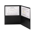 Poly Two-Pocket Folder with Snap Closure Security Pocket, 100-Sheet Capacity, 11 x 8.5, Black, 5/Pack