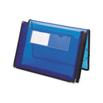 Poly Wallets, 2.25" Expansion, 1 Section, Elastic Cord Closure, Letter Size, Translucent Blue