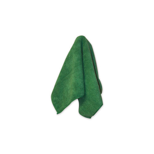 Premium Weight Microfiber Dry Cloths, 16 x 16, Green, 12/Pack