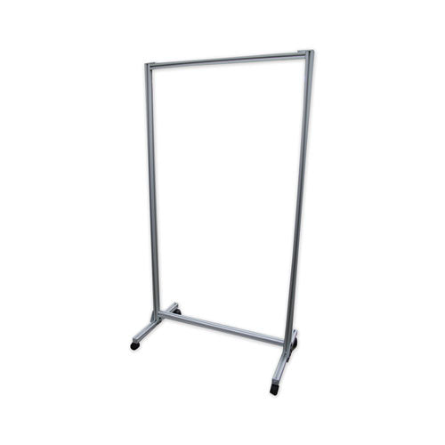 Acrylic Mobile Divider with Thermometer Access Cutout, 38.5" x 23.75" x 74.19", Clear