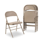 All Steel Folding Chair, Supports Up to 300 lb, 16.5" Seat Height, Tan Seat, Tan Back, Tan Base, 4/Carton