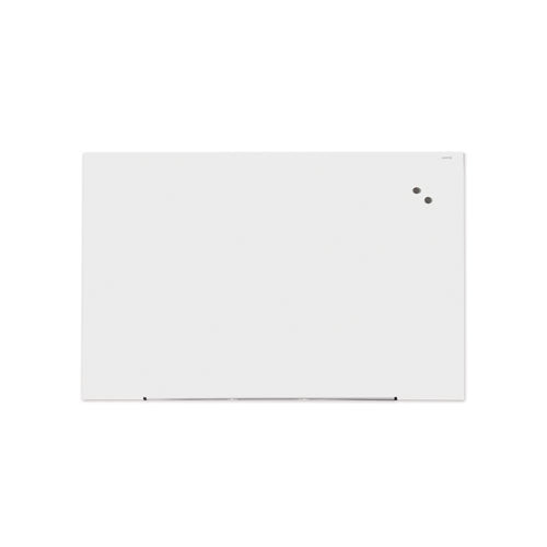 Frameless Magnetic Glass Marker Board, 72 x 48, White Surface