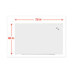 Frameless Magnetic Glass Marker Board, 72 x 48, White Surface