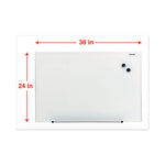 Frameless Magnetic Glass Marker Board, 36 x 24, Translucent Frost Surface