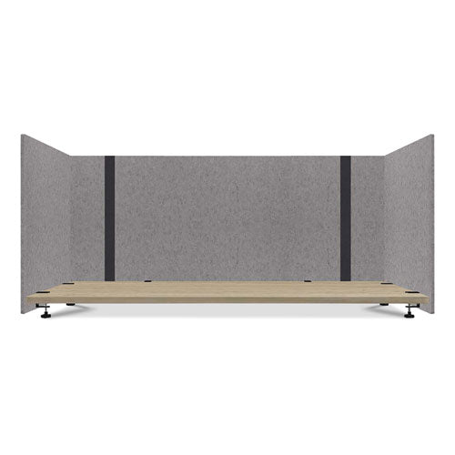 Adjustable Desk Screen with Returns, 48 to 78 x 29 x 26.5, Polyester, Gray