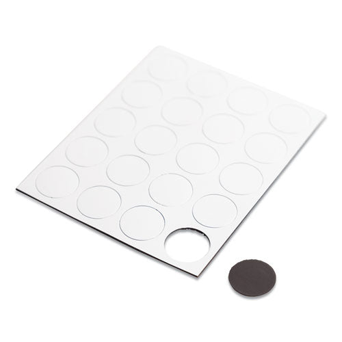 Heavy-Duty Board Magnets, Circles, White, 0.75" Diameter, 20/Pack