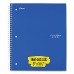 Wirebound Notebook with Eight Pockets, 5-Subject, Wide/Legal Rule, Randomly Assorted Cover Color, (200) 10.5 x 8 Sheets