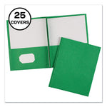 Two-Pocket Folder, Prong Fastener, 0.5" Capacity, 11 x 8.5, Green, 25/Box