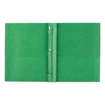 Two-Pocket Folder, Prong Fastener, 0.5" Capacity, 11 x 8.5, Green, 25/Box