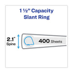 Heavy-Duty Non Stick View Binder with DuraHinge and Slant Rings, 3 Rings, 1.5" Capacity, 11 x 8.5, White, 4/Pack