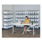 STOR/FILE Medium-Duty Storage Boxes, Legal Files, 15.88" x 25.38" x 10.25", White/Blue, 4/Carton