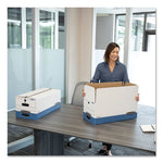 STOR/FILE Medium-Duty Strength Storage Boxes, Letter/Legal Files, 12.25" x 16" x 11", White/Blue, 4/Carton