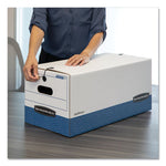 STOR/FILE Medium-Duty Strength Storage Boxes, Letter/Legal Files, 12.25" x 16" x 11", White/Blue, 4/Carton