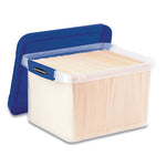 Heavy Duty Plastic File Storage, Letter/Legal Files, 14" x 17.38" x 10.5", Clear/Blue, 2/Pack