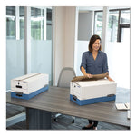 STOR/FILE Medium-Duty Strength Storage Boxes, Letter/Legal Files, 12.25" x 16" x 11", White/Blue, 4/Carton