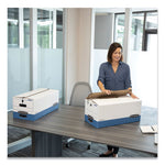 STOR/FILE Medium-Duty Strength Storage Boxes, Legal Files, 15.25" x 19.75" x 10.75", White/Blue, 4/Carton