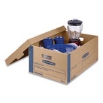 SmoothMove Prime Moving/Storage Boxes, Lift-Off Lid, Half Slotted Container, Large, 15" x 24" x 10", Brown/Blue, 8/Carton