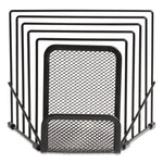 Metal Incline Sorter with Wire Mesh Mobile Device Holder, 6 Sections, 7.48 x 8.77 x 7.55, Matte Black