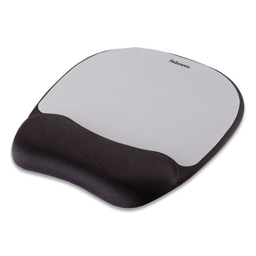 Memory Foam Mouse Pad with Wrist Rest, 7.93 x 9.25, Black/Silver