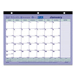 Monthly Desk Pad Calendar, 11 x 8.5, White/Blue/Green Sheets, Black Binding, 12-Month (Jan to Dec): 2024