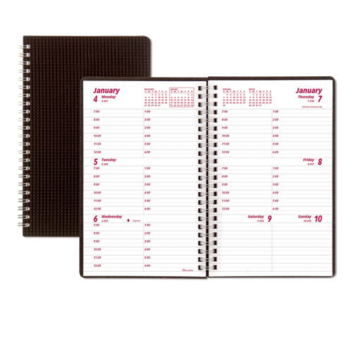 DuraFlex Weekly Planner, 8 x 5, Black Cover, 12-Month (Jan to Dec): 2024