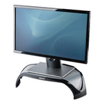 Smart Suites Corner Monitor Riser, For 21" Monitors, 18.5" x 12.5" x 3.88" to 5.13", Black/Clear Frost, Supports 40 lbs