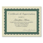 Metallic Border Certificates, 11 x 8.5, Ivory/Green with Green Border, 100/Pack
