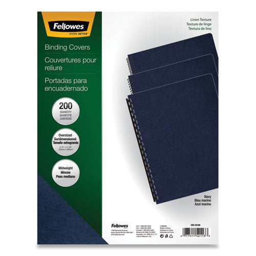 Expressions Linen Texture Presentation Covers for Binding Systems, Navy, 11.25 x 8.75, Unpunched, 200/Pack