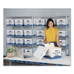 STOR/FILE Medium-Duty Storage Boxes, Legal Files, 15.88" x 25.38" x 10.25", White/Blue, 12/Carton