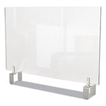 Clear Partition Extender with Attached Clamp, 42 x 3.88 x 24, Thermoplastic Sheeting