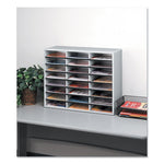 Literature Organizer, 24 Letter Compartments, 29 x 11.88 x 23.44, Dove Gray