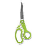 CarboTitanium Bonded Scissors, 8" Long, 3.25" Cut Length, White/Green Bent Handle