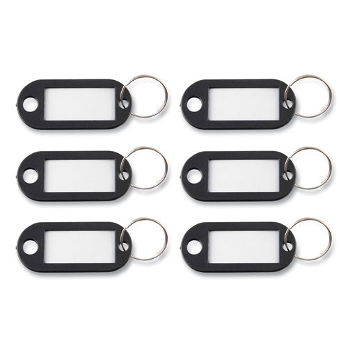 Key Tags Label Window, 0.88 x 0.19 x 2, Black, 6/Pack