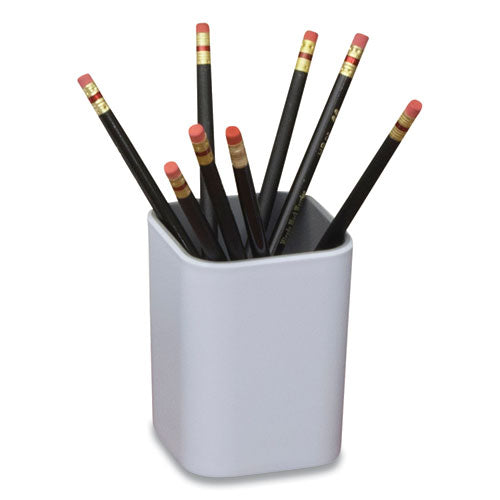 Fusion Pencil Cup, Plastic, 3 x 3 x 4, White/Gray