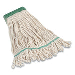 Looped-End Wet Mop Head, Cotton, Medium, 5" Headband, White