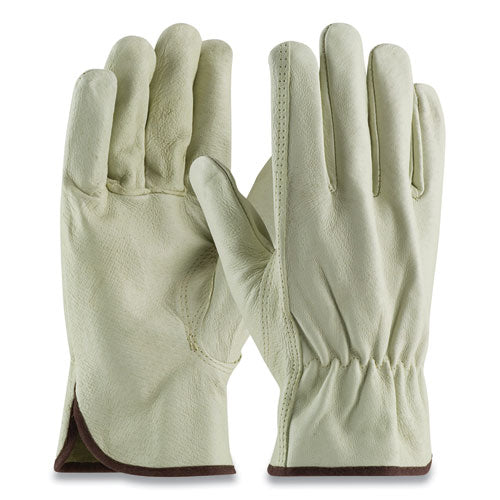 Top-Grain Pigskin Leather Drivers Gloves, Economy Grade, Large, Gray