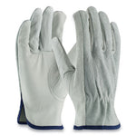 Top-Grain Leather Drivers Gloves with Shoulder-Split Cowhide Leather Back, X-Large, Gray