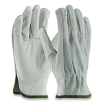 Top-Grain Leather Drivers Gloves with Shoulder-Split Cowhide Leather Back, Medium, Gray