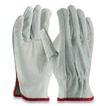 Top-Grain Leather Drivers Gloves with Shoulder-Split Cowhide Leather Back, Small, Gray