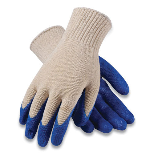 Seamless Knit Cotton/Polyester Gloves, Regular Grade, Large, Natural/Blue, 12 Pairs