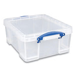 Snap-Lid Storage Bin, 4.49 gal, 11" x 18" x 4", Clear/Blue, 4/Pack