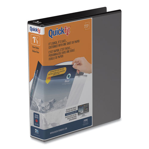 QuickFit D-Ring View Binder, 3 Rings, 1.5" Capacity, 11 x 8.5, Black