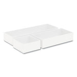 Three-Piece Plastic Drawer Organizer, 3.23 x 3.23 x 1.47, 6.26 x 3.23 x 1.47, 9.5 x 3.23 x 1.47, White, 3/Set