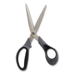 Non-Stick Titanium-Coated Scissors, 8" Long, 3.86" Cut Length, Gun-Metal Gray Blades, Gray/Black Bent Handle