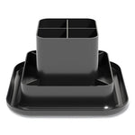 Plastic Rotating Organizer, 9 Compartments, Plastic, 8.2" Diameter x 5.4"h, Black